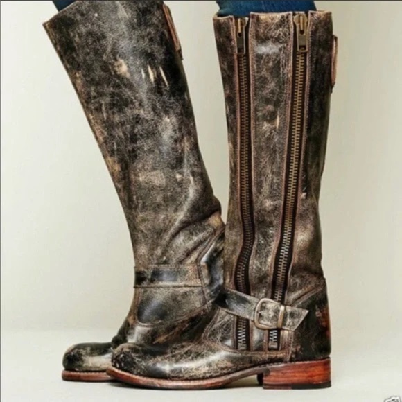 Bed Stu Tango Double Zip Tall Distressed Leather Boots Size 6 - Picture 14 of 14